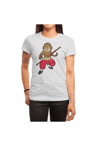 Fizello Tricou alb pentru bărbați și femei - Tricou unisex Monkey As Warrior With Staff & Headband