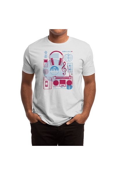 Fizello Ανδρικό και γυναικείο μπλουζάκι Unisex White Music Paraphernalia