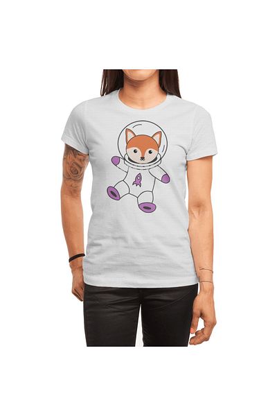 Fizello Tricou unisex alb astronaut vulpe portocaliu animale drăguțe pământ marte