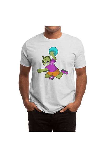 Fizello Tricou alb unisex pentru bărbați și femei - Alien At Handball Player și Handball