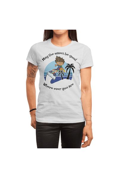 Fizello Λευκό μπλουζάκι Unisex "May The Waves Be Good" για άνδρες και γυναίκες