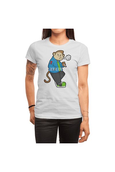 Fizello Μπλουζάκι για άνδρες και γυναίκες - Monkey At Smoking A Cigarette, Unisex Λευκό T-shirt