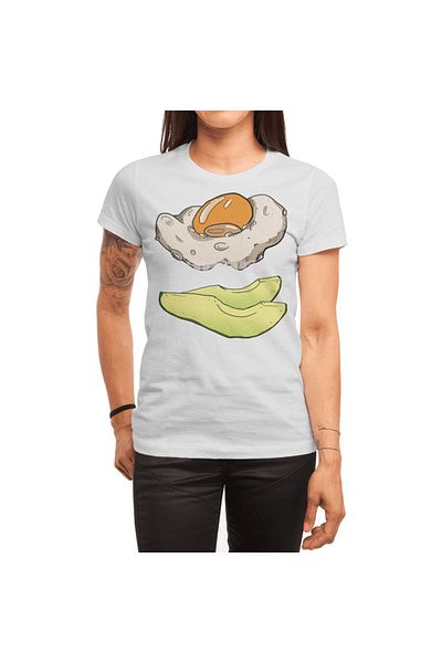 Fizello Tricou alb unisex - model ouă și avocado
