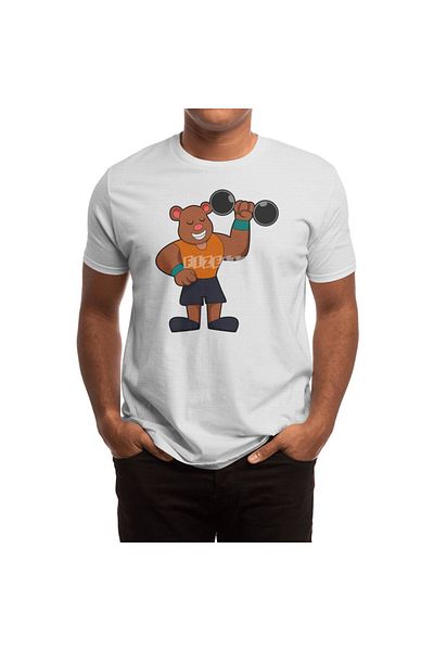 Fizello Μπλουζάκι Bodybuilding για άνδρες και γυναίκες - Bear Horse Dumbbell Design, Unisex Λευκό