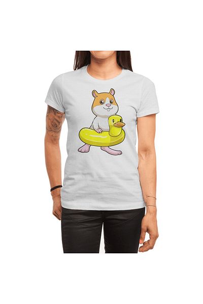 Fizello Tricou alb unisex cu hamster și Dakenjamakalı cu tăietură mică