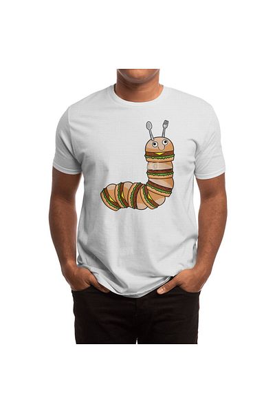 Fizello Λευκό μπλουζάκι Caterpillar Cheeseburger Salad Fashion Unisex