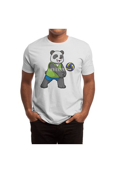 Fizello Tricou cu imprimeu Panda Volleyball - Bărbați, Femei și Unisex Alb