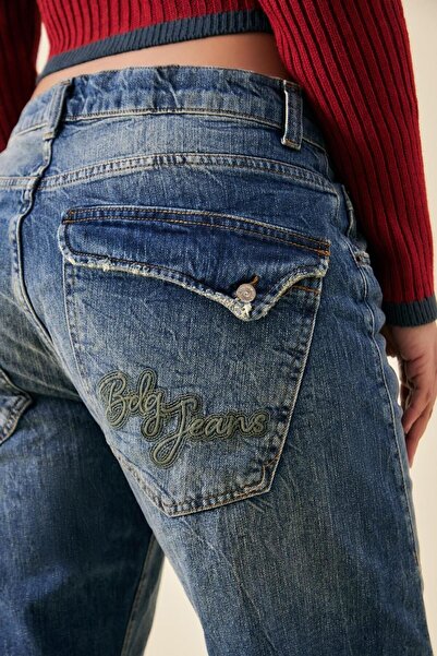 september island Adhara Vintage Blue Twisted Straight Leg Jeans