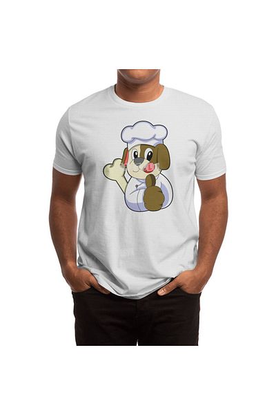 Fizello Λευκό μπλουζάκι Unisex - Dog As Chef με μοτίβο καπό