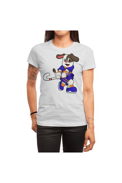 Fizello Men's and Women's Hockey Dog T-Shirt - Unisex White T-Shirt