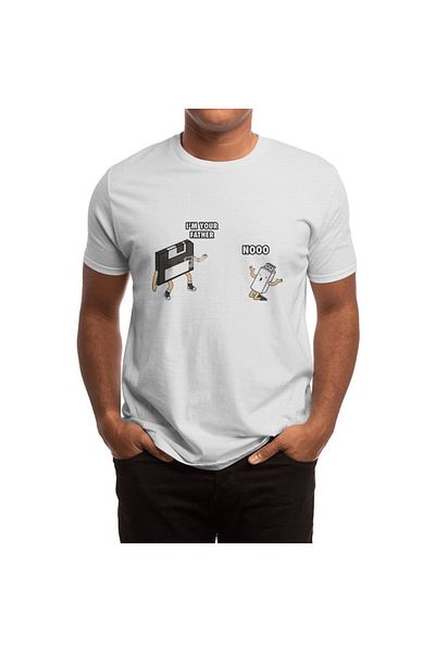 Fizello Tricou alb pentru bărbați și femei - cu disc floppy și detalii USB