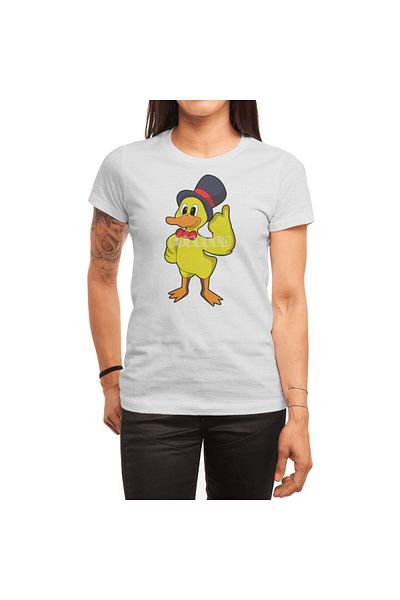 Fizello Tricou alb cu pălărie de rață pentru bărbați și femei