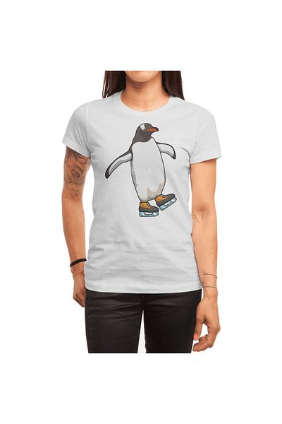 Fizello Penguin Ice Skating - T-Shirt για άνδρες και γυναίκες, Unisex Λευκό T-shirt