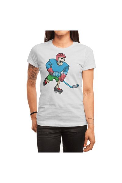 Fizello Μπλουζάκι Unisex White Skeleton Ice Hockey - Ανδρικά και Γυναικεία, με μπλουζάκι για χόκεϊ επί πάγου