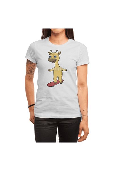 Fizello Tricou Skater cu imprimeu Girafe alb unisex - Bărbați și Femei