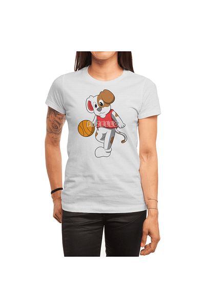 Fizello Ανδρικό και γυναικείο λευκό μπλουζάκι Unisex - Dog At Sports With Basketball Design