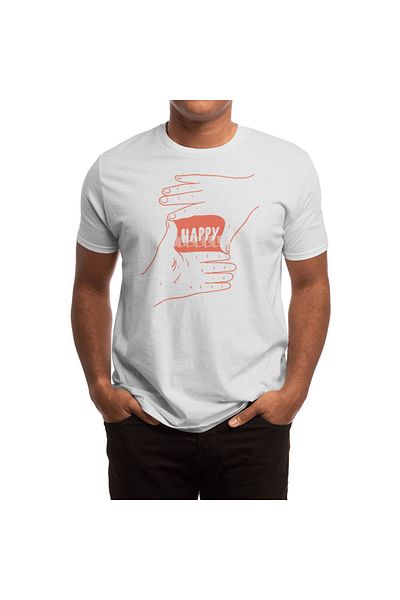 Fizello Tricou alb unisex Happiness pentru bărbați și femei