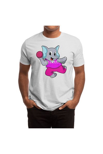 Fizello Μπλουζάκι Elefant Pattern Handball Player - Ανδρικό, Γυναικείο, Λευκό μπλουζάκι Unisex