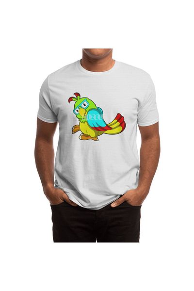 Fizello Ανδρικό και γυναικείο T-shirt White Parrot - Unisex, με γυαλιά