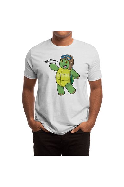 Fizello Tricou alb pentru bărbați și femei - Design Turtle Pilot și Papper Plane