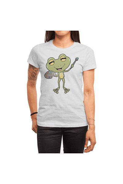 Fizello Tricou alb pentru bărbați și femei - Frog At Painting With Brush Paint Tricou unisex