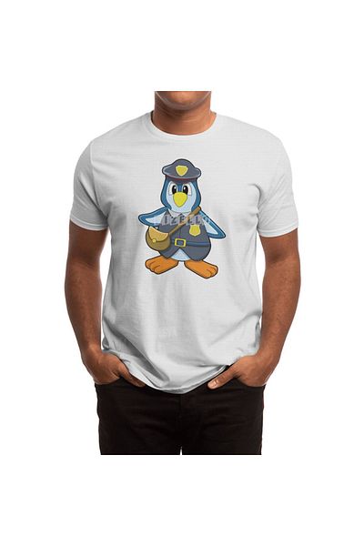 Fizello Penguin - Policewoman Collar and Tamper Handbag Unisex White T-Shirt