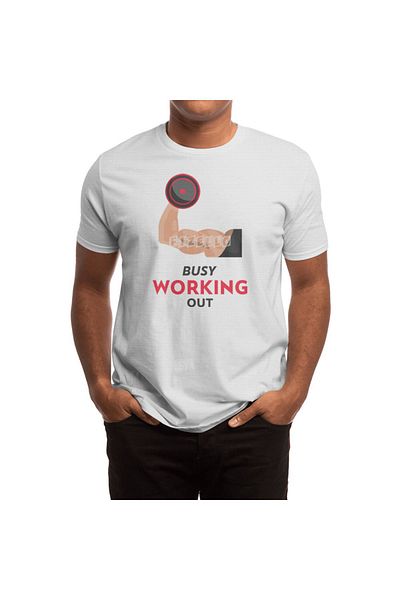 Fizello Tricou alb unisex pentru bărbați și femei - Busy Working Out