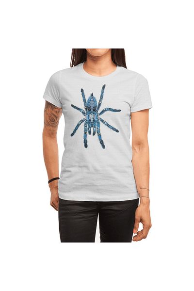 Fizello Gooty Blue Sapphire - Λευκό μπλουζάκι Unisex με μοτίβο αράχνης για άνδρες και γυναίκες
