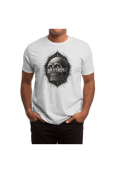 Fizello Tradițional Old School Skull Tattoo Tricou alb unisex pentru bărbați și femei
