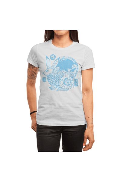 Fizello Tricou alb unisex - Ahiru Koi To Mizu Usagi Design