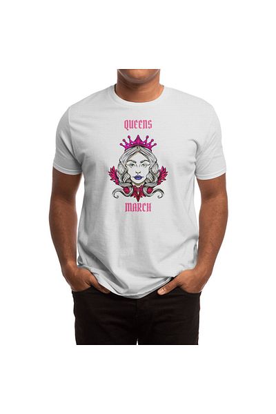 Fizello Λευκό μπλουζάκι για άνδρες και γυναίκες - Queens Are Born In March Σχέδιο Unisex