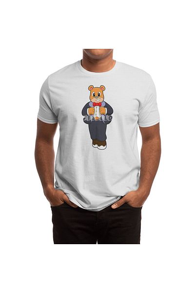 Fizello Tricou alb unisex pentru bărbați și femei - Bear Groom With Suit