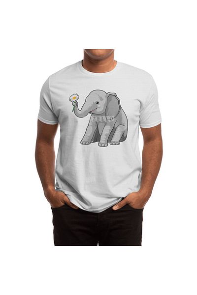 Fizello Λευκό μπλουζάκι Unisex με μοτίβο Elefant and Flower