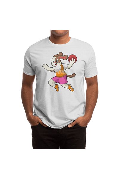 Fizello Ανδρικό και γυναικείο Unisex Λευκό T-Shirt - Dog At Handball Player Model