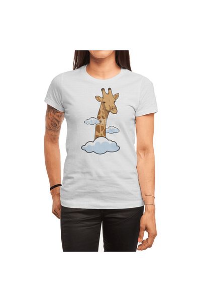 Fizello Tricou alb unisex - Girafa cu nori Design