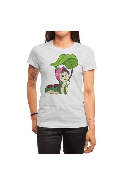 Fizello Bílé tričko pro muže a ženy - Caterpillar With Leaf Unisex Design