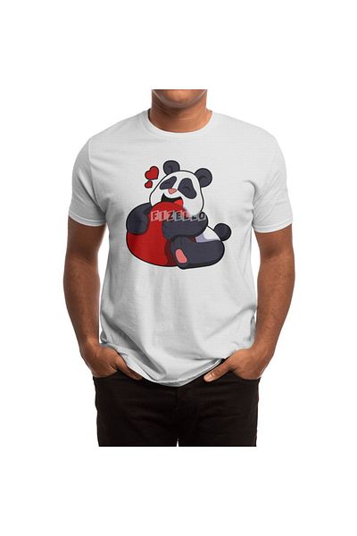 Fizello Panda - Tricou alb pentru bărbați și femei, tricou unisex „Love With Heart”.
