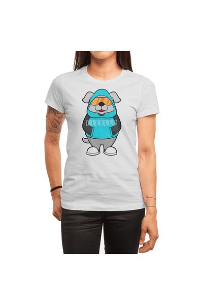 Fizello Unisex White T-Shirt - Dog with Sunglasses Design