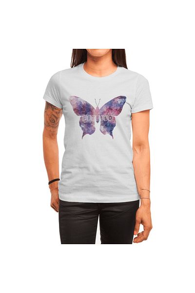 Fizello Λευκό μπλουζάκι Unisex με Abstract Alcohol Ink Butterfly σχέδιο