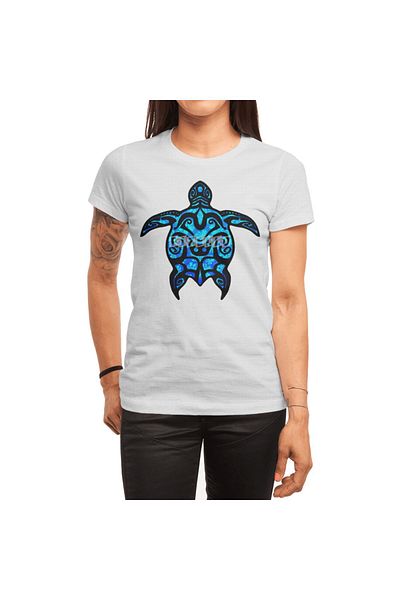 Fizello Cool Blue Tribal Turtle Unisex Λευκό T-shirt για άνδρες και γυναίκες