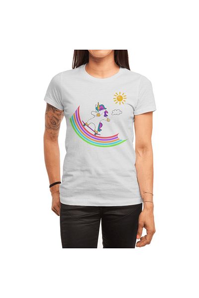 Fizello Μπλουζάκι Skateboard Dab Dabbing με μοτίβο Unicorn - Ανδρικό, Γυναικείο, Unisex Λευκό