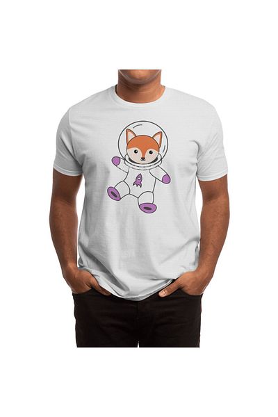 Fizello Tricou unisex alb astronaut vulpe portocaliu animale drăguțe pământ marte