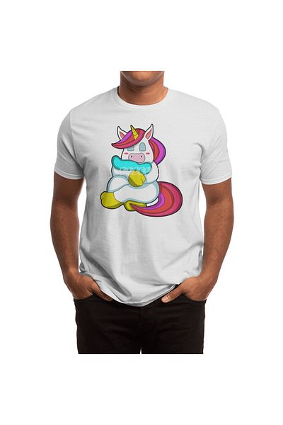 Fizello Tricou alb cu model Unicorn In Love Shoulder Pilow pentru bărbați și femei
