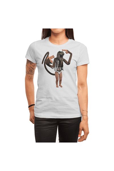 Fizello Tricou alb unisex - T Rex Monkey Baby Pattern