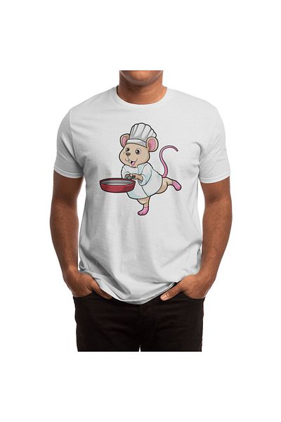 Fizello Men's and Women's Unisex White Rat as Cook T-Shirt - Pan and Children's Hat