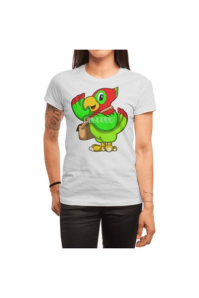 Fizello Ανδρικό και γυναικείο μπλουζάκι Unisex White Parrot - With Purse T-shirt