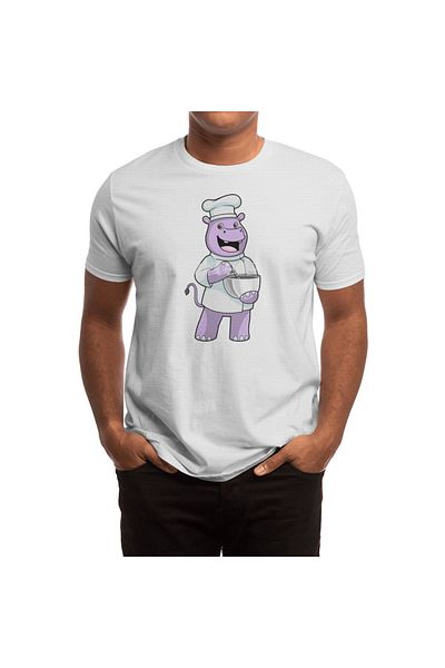 Fizello Tricou alb unisex Hippo Chef Hanging Bowle