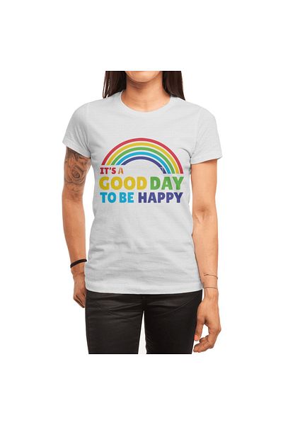 Fizello Λευκό μπλουζάκι "It's A Good Day To Be Happy" για άνδρες και γυναίκες