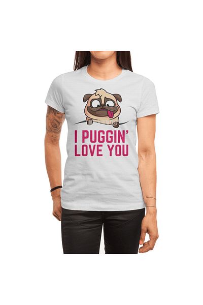 Fizello Λευκό μπλουζάκι Unisex για άνδρες και γυναίκες - My Pug Is My Valentine