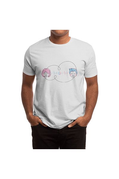 Fizello Λευκό μπλουζάκι Unisex - You And Me, Love Couple Heart Pattern, Cartoon Art